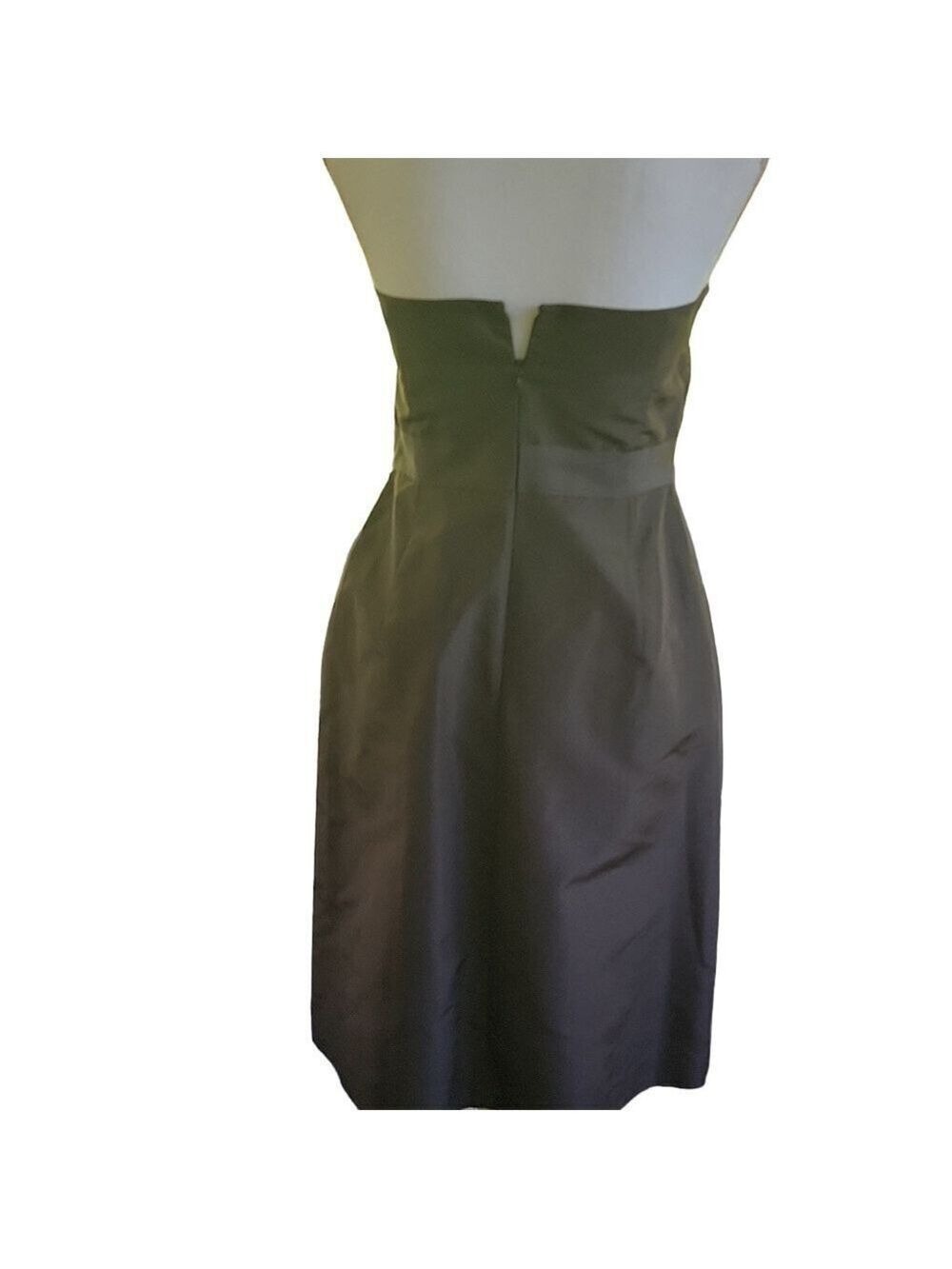 J Crew Emma Women's Silk Dress Size P10 Brown Silk Faille Bow Strapless‎ Zipper - Picture 8 of 12